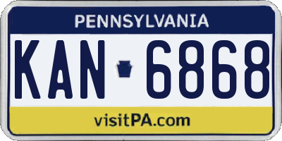 PA license plate KAN6868