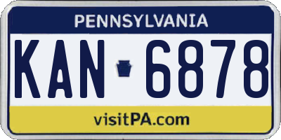 PA license plate KAN6878