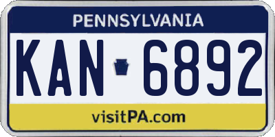 PA license plate KAN6892