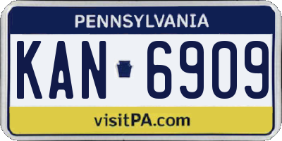 PA license plate KAN6909