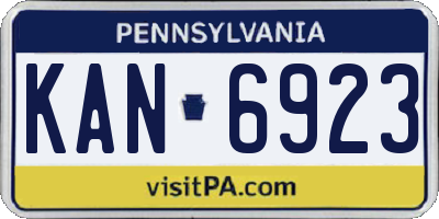 PA license plate KAN6923