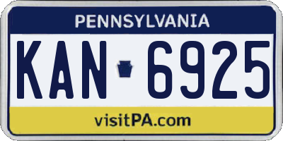 PA license plate KAN6925