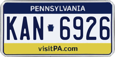 PA license plate KAN6926