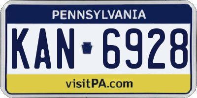 PA license plate KAN6928