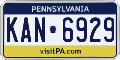 PA license plate KAN6929