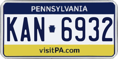 PA license plate KAN6932