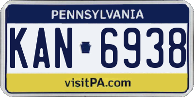 PA license plate KAN6938
