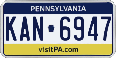PA license plate KAN6947