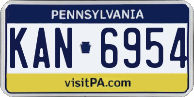 PA license plate KAN6954