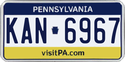 PA license plate KAN6967