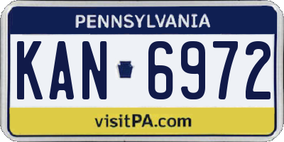 PA license plate KAN6972