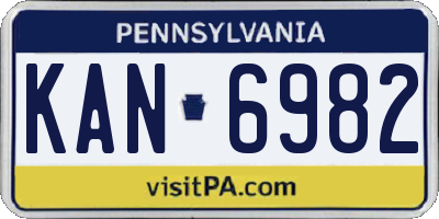 PA license plate KAN6982