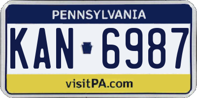 PA license plate KAN6987