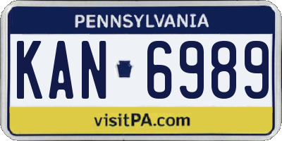 PA license plate KAN6989