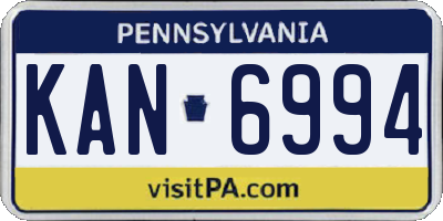 PA license plate KAN6994