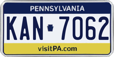 PA license plate KAN7062