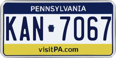 PA license plate KAN7067