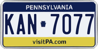 PA license plate KAN7077