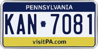 PA license plate KAN7081