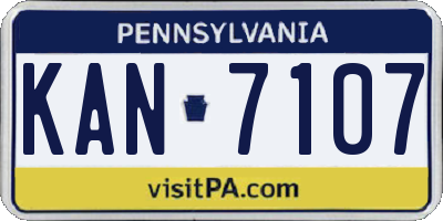 PA license plate KAN7107