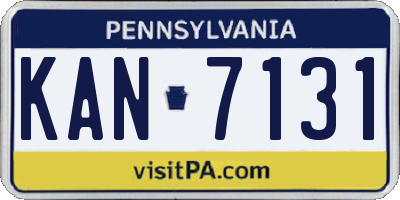 PA license plate KAN7131