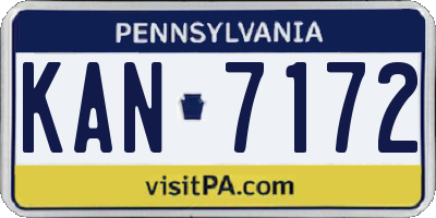 PA license plate KAN7172