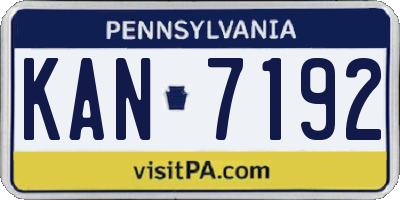 PA license plate KAN7192