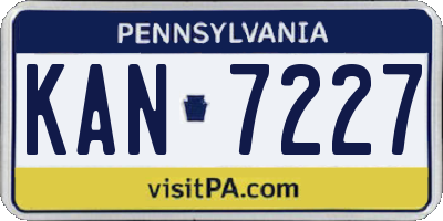 PA license plate KAN7227