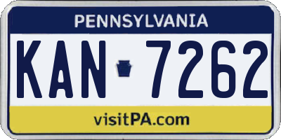 PA license plate KAN7262