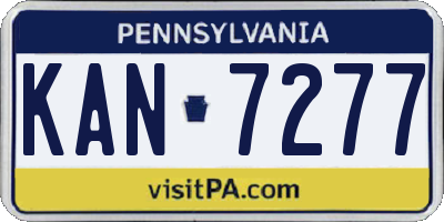 PA license plate KAN7277