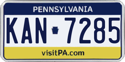 PA license plate KAN7285