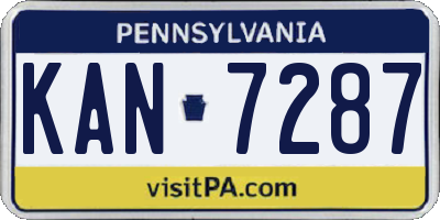 PA license plate KAN7287