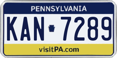 PA license plate KAN7289