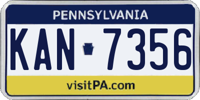 PA license plate KAN7356