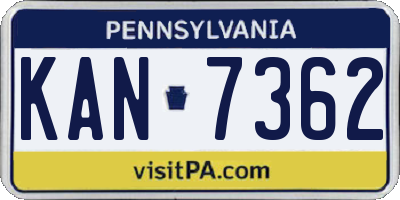 PA license plate KAN7362
