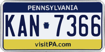 PA license plate KAN7366