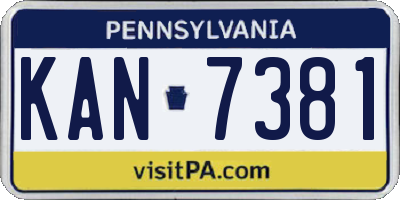 PA license plate KAN7381