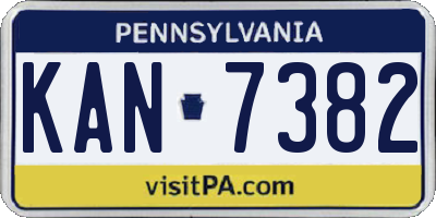 PA license plate KAN7382