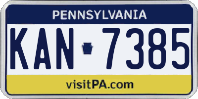 PA license plate KAN7385