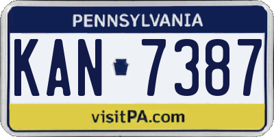PA license plate KAN7387