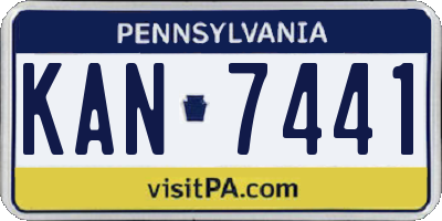 PA license plate KAN7441