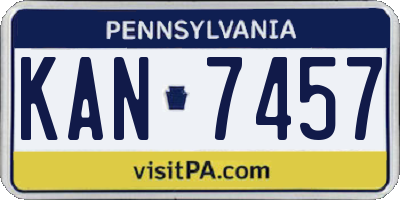 PA license plate KAN7457