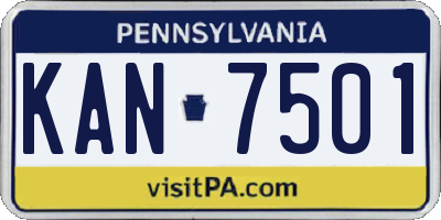 PA license plate KAN7501