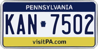 PA license plate KAN7502