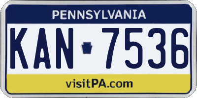 PA license plate KAN7536