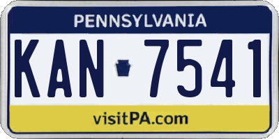 PA license plate KAN7541