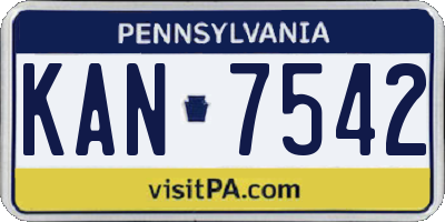 PA license plate KAN7542