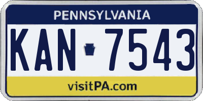 PA license plate KAN7543