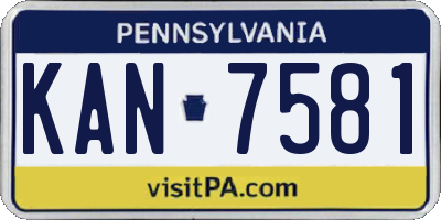 PA license plate KAN7581