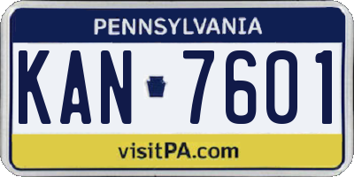 PA license plate KAN7601